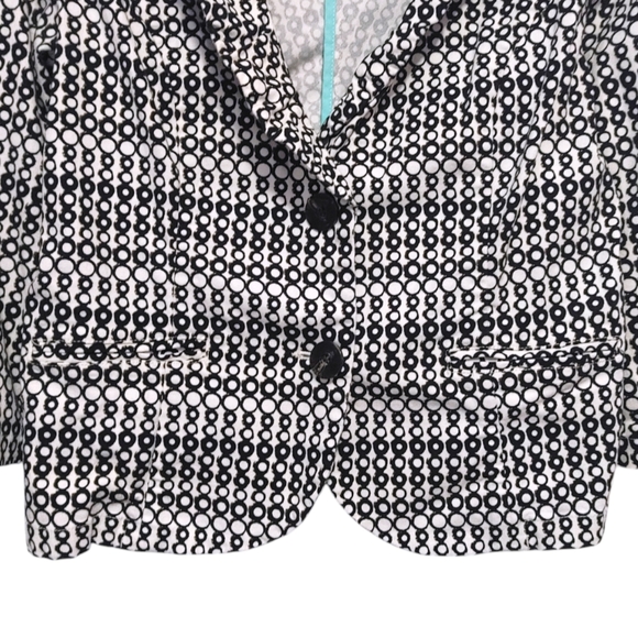 Cabi Black White Polka Dot Du Jour Ruched Button Blazer Jacket Women's Size 12 - Picture 8 of 10